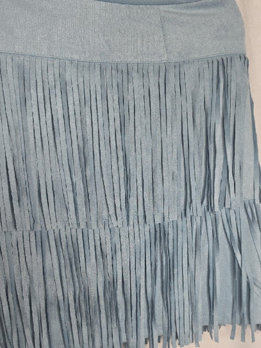 Mi Ami for Francesca's Blue Faux Suede Fringe Mini Skirt Western Cowgirl Size M - Picture 2 of 8